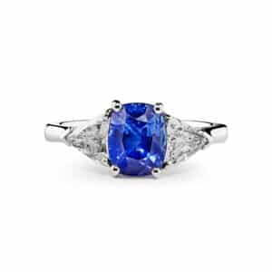 Platinum 3 Stone Sapphire and Diamond Ring