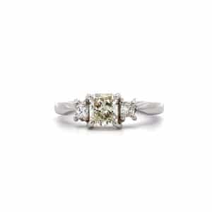 Pre-Owned 18ct White Gold Radiant Cut Diamond Trilogy Ring