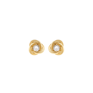 9ct Yellow Gold 3mm CZ 8mm Knot Stud Earrings