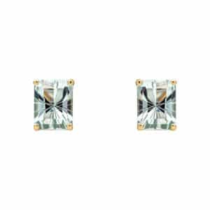 Green Amethyst Gold Stud Earrings