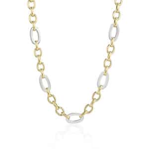 9ct Yellow and White Gold Elongated Oval Link Necklace