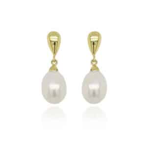 9ct Yellow Gold Tear Drop Cultured Pearl Earrings