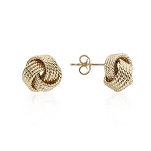 9ct Yellow Gold Textured Knot Earrings