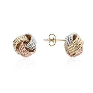 9ct Three Gold Textured Knot Stud Earrings