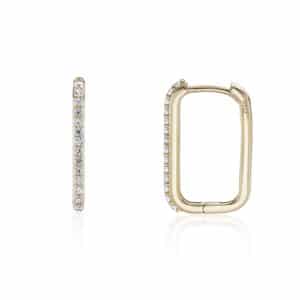 9ct Yellow Gold Cubic Zirconia Square Hoop Earrings