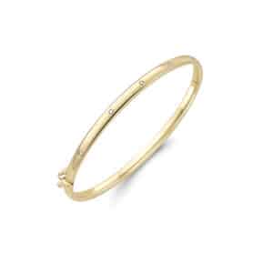 9ct Yellow Gold Diamond Set Oval Bangle
