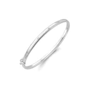 9ct White Gold Diamond Set Oval Bangle