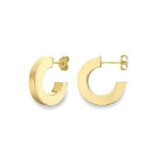 9ct Yellow Gold Polished Square Tube Half Hoop Earrings – 10mm
