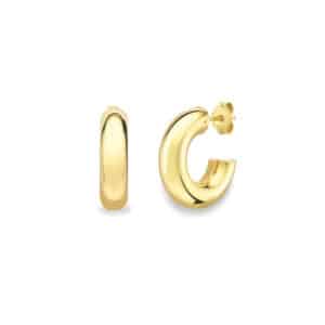 9ct Yellow Gold Polished 5mm Tube Half Hoop Earrings – 8mm