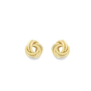 9ct Yellow Gold Rope-Effect Knot Stud Earrings – 12mm