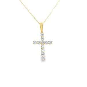 Charles Nobel Lab Grown Diamond Cross Pendant Necklace, 9ct Yellow Gold