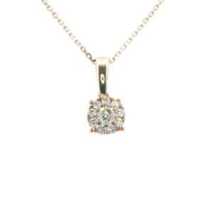 9ct Yellow Gold Diamond Cluster Pendant