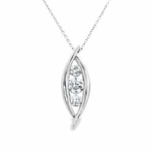 Charles Nobel 0.64ct Lab Grown Diamond Three-Stone Drop Pendant, 9ct White Gold