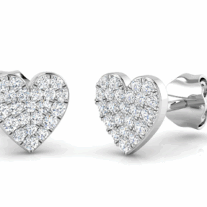 9ct White Gold Pavé Diamond Heart Stud Earrings