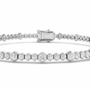 White Gold Hexagonal Rubover Set Diamond Bracelet