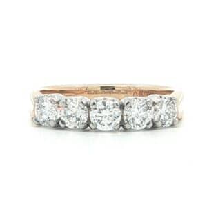 0.99ct Platinum & Yellow Gold Five Stone Diamond Ring