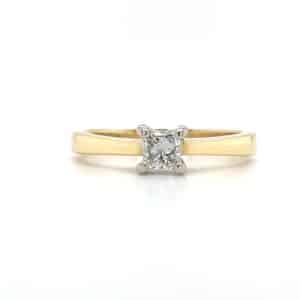 18ct Two Colour Gold Diamond Solitaire Ring