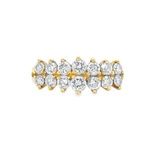 Pre-Owned 18ct Yellow Gold Graduated Two Row Diamond Ring