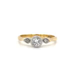 Pre-Owned 0.33ct Rubover Diamond Ring in 18ct Yellow & White Gold