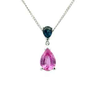Pink and Blue Sapphire Diamond Pendant