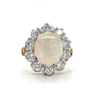 18ct Gold Opal and Diamond Ring