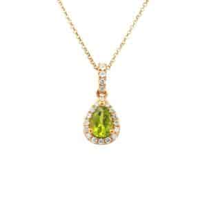 Peridot and Dimond 9ct gold Pendant