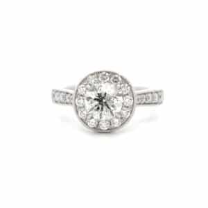 1.65ct Platinum Mounted Halo Design Diamond Ring