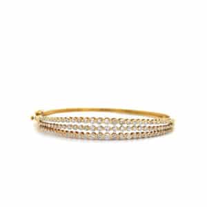 18ct Gold Diamond Three Row Bangle